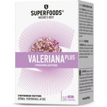 SuperFoods Valeriana Plus 1200mg Συμπυκνωμένη Υπερτροφη Για Την Αϋπνία Και Το Άγχος 50 Κάψουλες